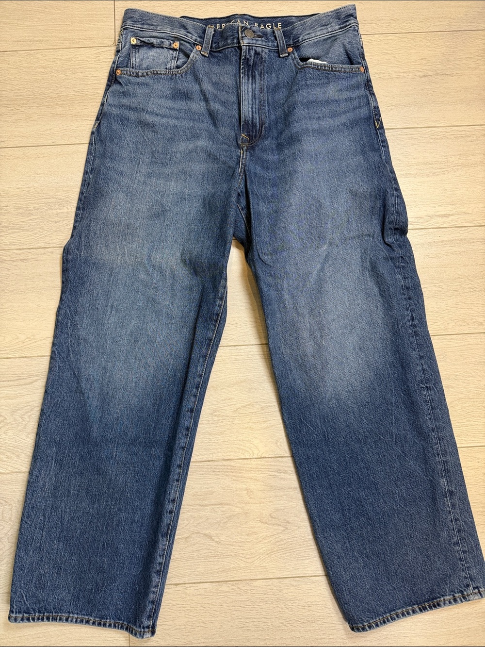 American Eagle Men's Baggy Jeans Blue Wash 34x32 EUC